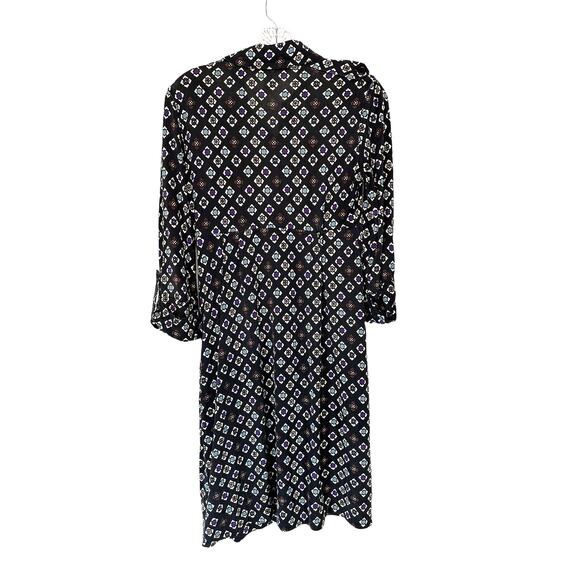 Diane Von Furstenburg Black Mod Silk Business Office Button Up Dress Size 6 - Picture 7 of 10